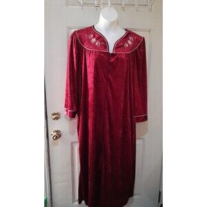 Vtg Anthony Richards House Coat, Floral Embrioder Top, Half Zip. Pockets Sz 4x